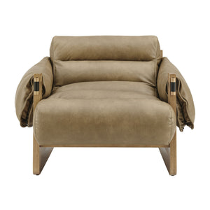 Modway Furniture Sorelle Pebbled Vegan Leather Sling Lounge Chair with Rubberwood Frame Mid-Century Style Toast EEI-7817-TST