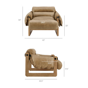 Modway Furniture Sorelle Pebbled Vegan Leather Sling Lounge Chair with Rubberwood Frame Mid-Century Style Toast EEI-7817-TST