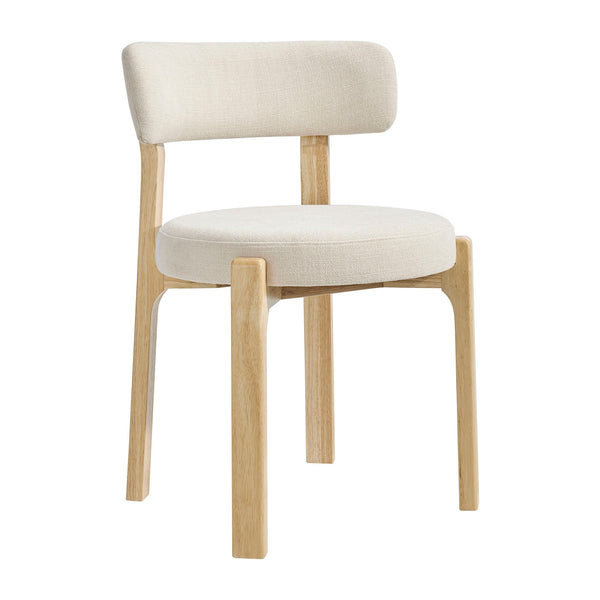 Modway Furniture Marsha Linen Fabric Dining Chair Set with Rubberwood Legs for Vintage Kitchen Spaces White EEI-7818-ECR