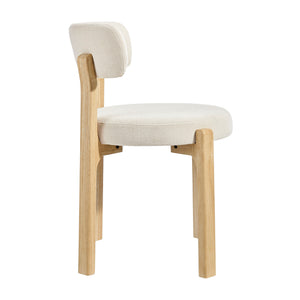 Modway Furniture Marsha Linen Fabric Dining Chair Set with Rubberwood Legs for Vintage Kitchen Spaces White EEI-7818-ECR