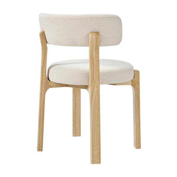 Modway Furniture Marsha Linen Fabric Dining Chair Set with Rubberwood Legs for Vintage Kitchen Spaces White EEI-7818-ECR