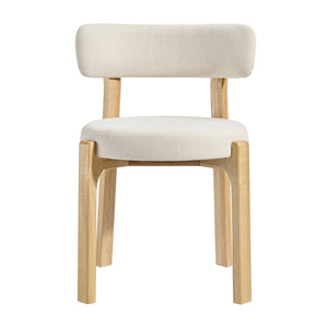 Modway Furniture Marsha Linen Fabric Dining Chair Set with Rubberwood Legs for Vintage Kitchen Spaces White EEI-7818-ECR