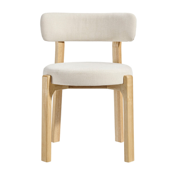 Modway Furniture Marsha Linen Fabric Dining Chair Set with Rubberwood Legs for Vintage Kitchen Spaces White EEI-7818-ECR