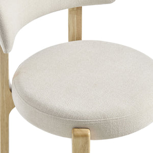 Modway Furniture Marsha Linen Fabric Dining Chair Set with Rubberwood Legs for Vintage Kitchen Spaces White EEI-7818-ECR