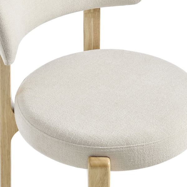 Modway Furniture Marsha Linen Fabric Dining Chair Set with Rubberwood Legs for Vintage Kitchen Spaces White EEI-7818-ECR