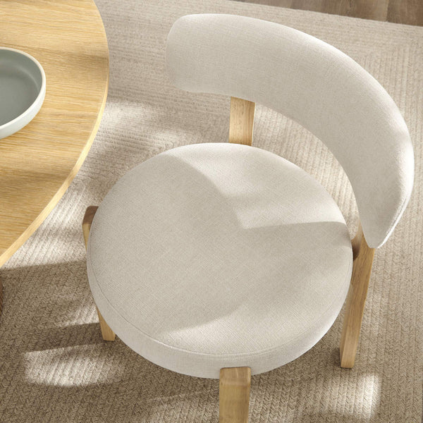 Modway Furniture Marsha Linen Fabric Dining Chair Set with Rubberwood Legs for Vintage Kitchen Spaces White EEI-7818-ECR
