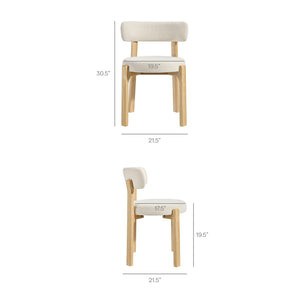Modway Furniture Marsha Linen Fabric Dining Chair Set with Rubberwood Legs for Vintage Kitchen Spaces White EEI-7818-ECR