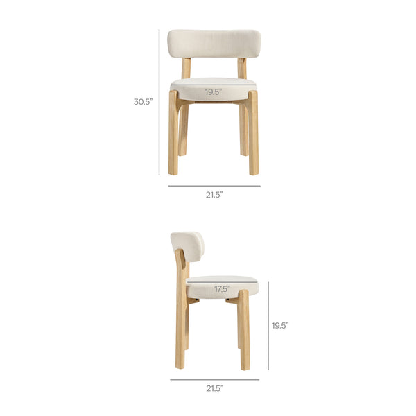 Modway Furniture Marsha Linen Fabric Dining Chair Set with Rubberwood Legs for Vintage Kitchen Spaces White EEI-7818-ECR