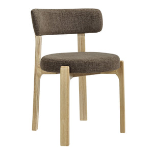 Modway Furniture Marsha Linen Fabric Dining Chair Set with Rubberwood Legs for Vintage Kitchen Spaces Brown EEI-7818-MOC