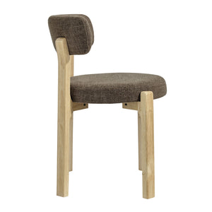 Modway Furniture Marsha Linen Fabric Dining Chair Set with Rubberwood Legs for Vintage Kitchen Spaces Brown EEI-7818-MOC