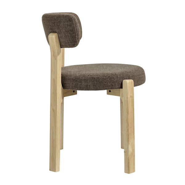 Modway Furniture Marsha Linen Fabric Dining Chair Set with Rubberwood Legs for Vintage Kitchen Spaces Brown EEI-7818-MOC