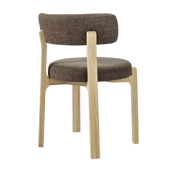 Modway Furniture Marsha Linen Fabric Dining Chair Set with Rubberwood Legs for Vintage Kitchen Spaces Brown EEI-7818-MOC