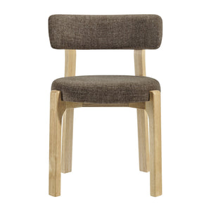 Modway Furniture Marsha Linen Fabric Dining Chair Set with Rubberwood Legs for Vintage Kitchen Spaces Brown EEI-7818-MOC