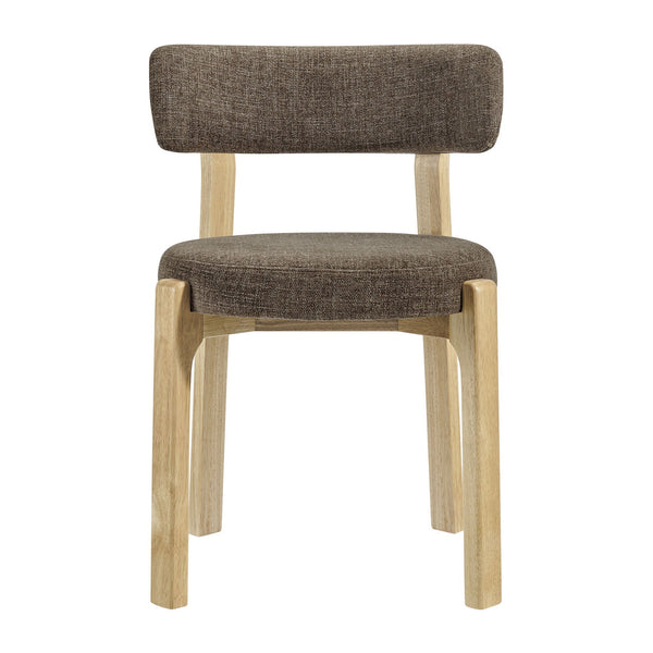 Modway Furniture Marsha Linen Fabric Dining Chair Set with Rubberwood Legs for Vintage Kitchen Spaces Brown EEI-7818-MOC