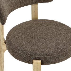 Modway Furniture Marsha Linen Fabric Dining Chair Set with Rubberwood Legs for Vintage Kitchen Spaces Brown EEI-7818-MOC