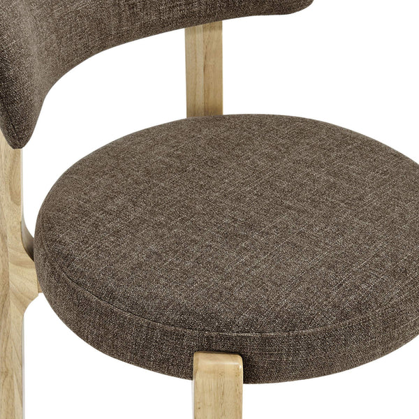 Modway Furniture Marsha Linen Fabric Dining Chair Set with Rubberwood Legs for Vintage Kitchen Spaces Brown EEI-7818-MOC