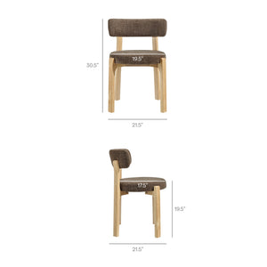 Modway Furniture Marsha Linen Fabric Dining Chair Set with Rubberwood Legs for Vintage Kitchen Spaces Brown EEI-7818-MOC
