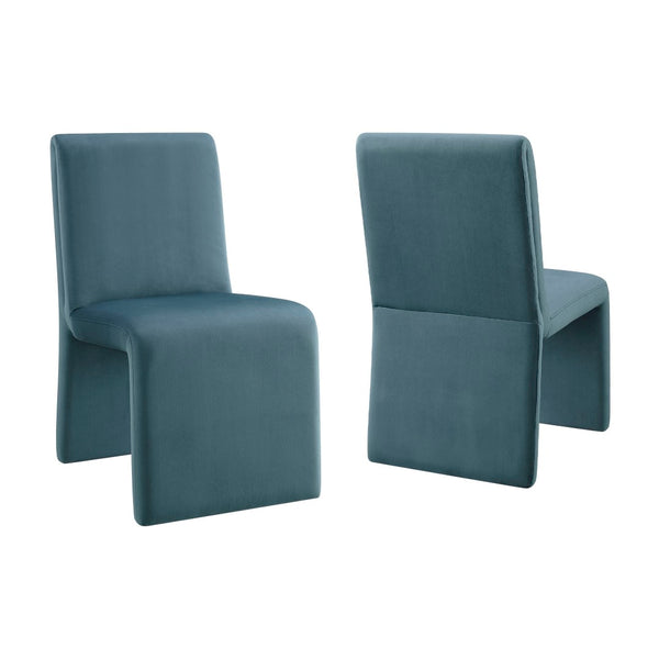 Modway Furniture Emory Modway Sculptural Velvet Dining Chairs Set of Two for Modern Interiors Cadet Blue EEI-7826-CAB