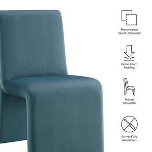 Modway Furniture Emory Modway Sculptural Velvet Dining Chairs Set of Two for Modern Interiors Cadet Blue EEI-7826-CAB