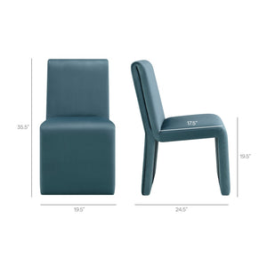 Modway Furniture Emory Modway Sculptural Velvet Dining Chairs Set of Two for Modern Interiors Cadet Blue EEI-7826-CAB