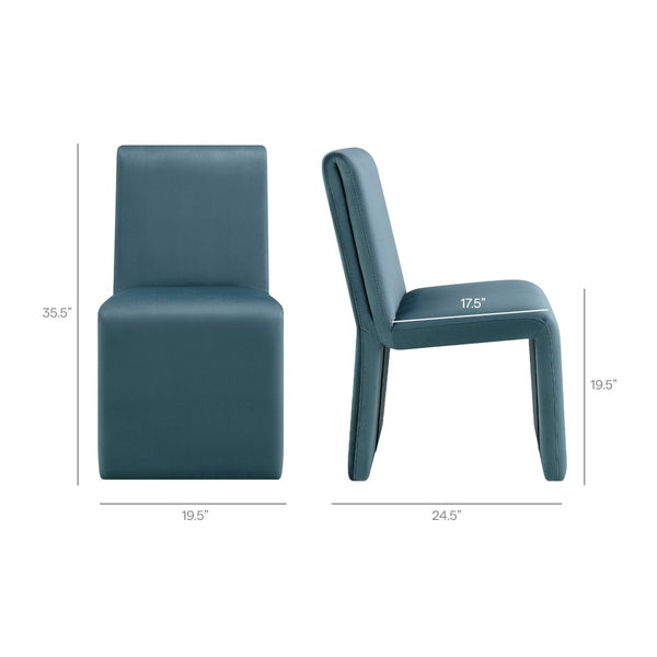 Modway Furniture Emory Modway Sculptural Velvet Dining Chairs Set of Two for Modern Interiors Cadet Blue EEI-7826-CAB