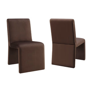 Modway Furniture Emory Modway Sculptural Velvet Dining Chairs Set of Two for Modern Interiors Chocolate Brown EEI-7826-CHB