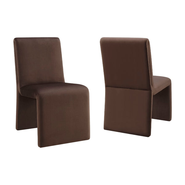 Modway Furniture Emory Modway Sculptural Velvet Dining Chairs Set of Two for Modern Interiors Chocolate Brown EEI-7826-CHB