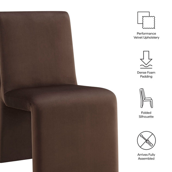 Modway Furniture Emory Modway Sculptural Velvet Dining Chairs Set of Two for Modern Interiors Chocolate Brown EEI-7826-CHB