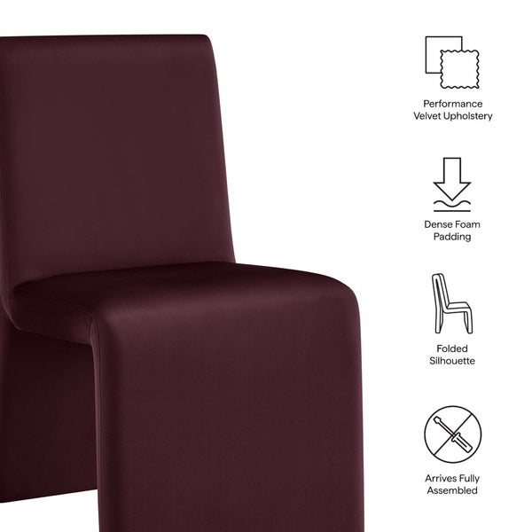 Modway Furniture Emory Modway Sculptural Velvet Dining Chairs Set of Two for Modern Interiors Mulberry EEI-7826-MUL