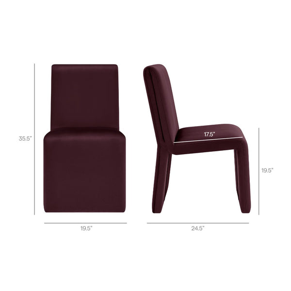 Modway Furniture Emory Modway Sculptural Velvet Dining Chairs Set of Two for Modern Interiors Mulberry EEI-7826-MUL