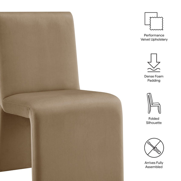 Modway Furniture Emory Modway Sculptural Velvet Dining Chairs Set of Two for Modern Interiors Taupe EEI-7826-TAU