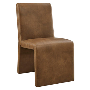 Modway Furniture Emory Modway Vegan Leather Dining Chairs Sculptural Seamless Upholstery Set of 2 Canyon EEI-7827-CYN