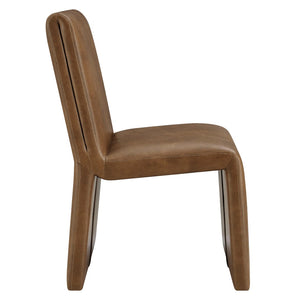 Modway Furniture Emory Modway Vegan Leather Dining Chairs Sculptural Seamless Upholstery Set of 2 Canyon EEI-7827-CYN