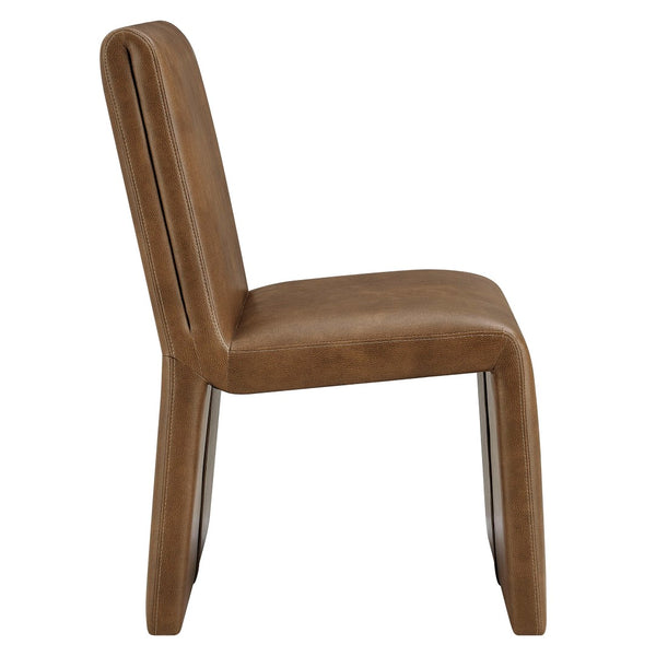 Modway Furniture Emory Modway Vegan Leather Dining Chairs Sculptural Seamless Upholstery Set of 2 Canyon EEI-7827-CYN
