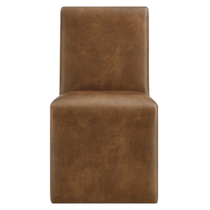 Modway Furniture Emory Modway Vegan Leather Dining Chairs Sculptural Seamless Upholstery Set of 2 Canyon EEI-7827-CYN