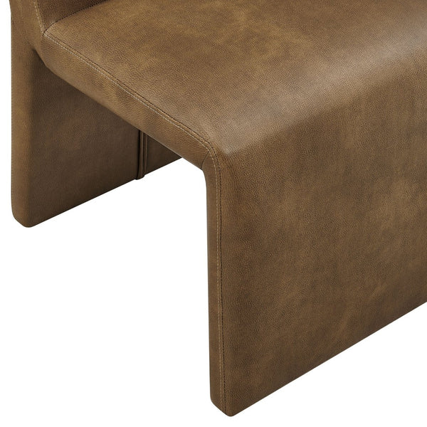 Modway Furniture Emory Modway Vegan Leather Dining Chairs Sculptural Seamless Upholstery Set of 2 Canyon EEI-7827-CYN
