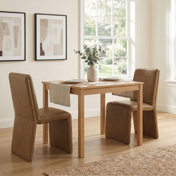Modway Furniture Emory Modway Vegan Leather Dining Chairs Sculptural Seamless Upholstery Set of 2 Canyon EEI-7827-CYN