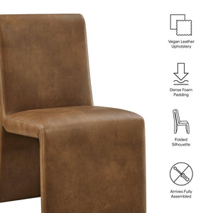 Modway Furniture Emory Modway Vegan Leather Dining Chairs Sculptural Seamless Upholstery Set of 2 Canyon EEI-7827-CYN
