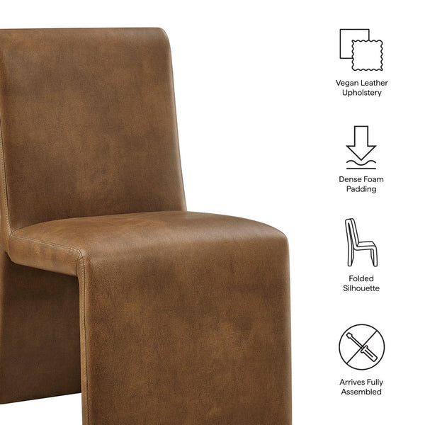 Modway Furniture Emory Modway Vegan Leather Dining Chairs Sculptural Seamless Upholstery Set of 2 Canyon EEI-7827-CYN