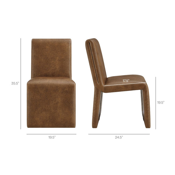 Modway Furniture Emory Modway Vegan Leather Dining Chairs Sculptural Seamless Upholstery Set of 2 Canyon EEI-7827-CYN