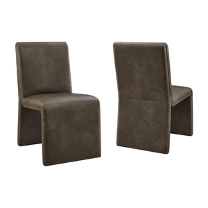 Modway Furniture Emory Modway Vegan Leather Dining Chairs Sculptural Seamless Upholstery Set of 2 Mushroom EEI-7827-MUS