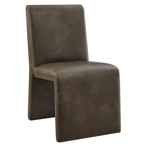 Modway Furniture Emory Modway Vegan Leather Dining Chairs Sculptural Seamless Upholstery Set of 2 Mushroom EEI-7827-MUS