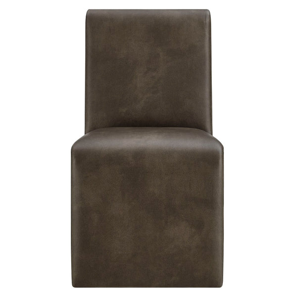 Modway Furniture Emory Modway Vegan Leather Dining Chairs Sculptural Seamless Upholstery Set of 2 Mushroom EEI-7827-MUS