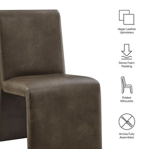 Modway Furniture Emory Modway Vegan Leather Dining Chairs Sculptural Seamless Upholstery Set of 2 Mushroom EEI-7827-MUS