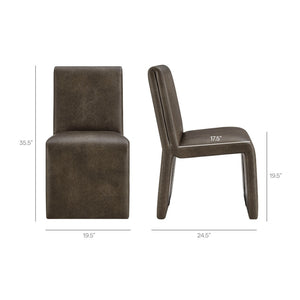 Modway Furniture Emory Modway Vegan Leather Dining Chairs Sculptural Seamless Upholstery Set of 2 Mushroom EEI-7827-MUS