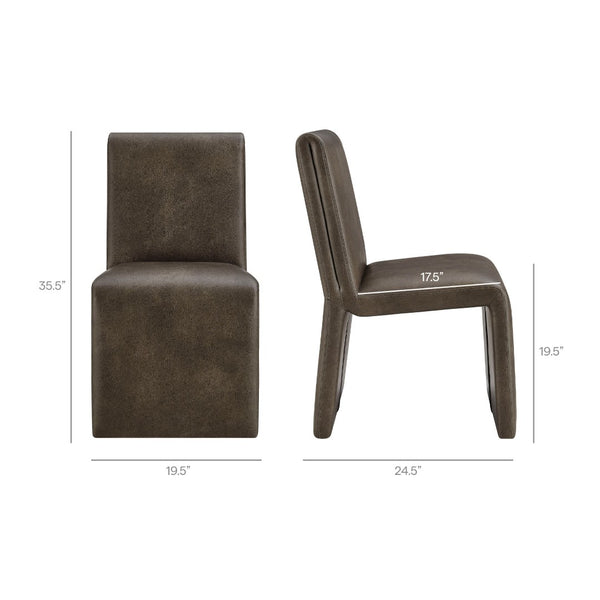 Modway Furniture Emory Modway Vegan Leather Dining Chairs Sculptural Seamless Upholstery Set of 2 Mushroom EEI-7827-MUS