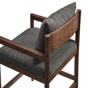 Modway Furniture Remington Elm Wood Counter Stools Set of 2 with Slub Weave Upholstery for Kitchen Islands Gray EEI-7833-CHA