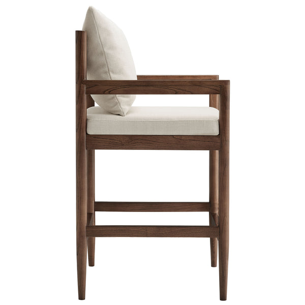 Modway Furniture Remington Elm Wood Counter Stools Set of 2 with Slub Weave Upholstery for Kitchen Islands White EEI-7833-SAL