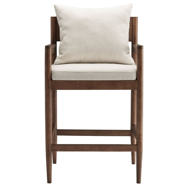 Modway Furniture Remington Elm Wood Counter Stools Set of 2 with Slub Weave Upholstery for Kitchen Islands White EEI-7833-SAL