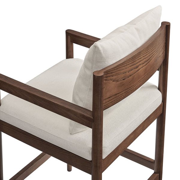 Modway Furniture Remington Elm Wood Counter Stools Set of 2 with Slub Weave Upholstery for Kitchen Islands White EEI-7833-SAL